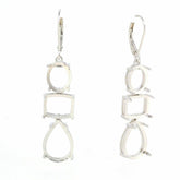 14K White Gold Semi Mount Earrings Setting PE 14x10 OV 10x8 Cu10x8mm Cab Dangle - Syzjewelry